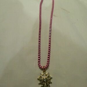 Pink and Gold Star Pendant Necklace